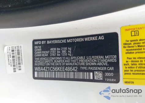 2019 BMW 430I из США, поврежденный, VIN WBA4Z1C56KEE48642